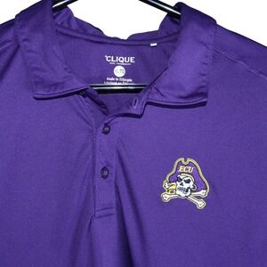 Clique Mens ECU Pirates Polo Shirt Purple Short Sleeve XL‎ MQK00045 NCAA